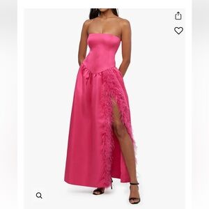 WeWoreWhat Corset Feathered Gown